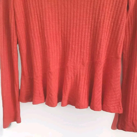 Anthropologie Maeve Sweater Women's Medium Orange Winterscape Peplum Cowl Neck - Picture 4 of 6